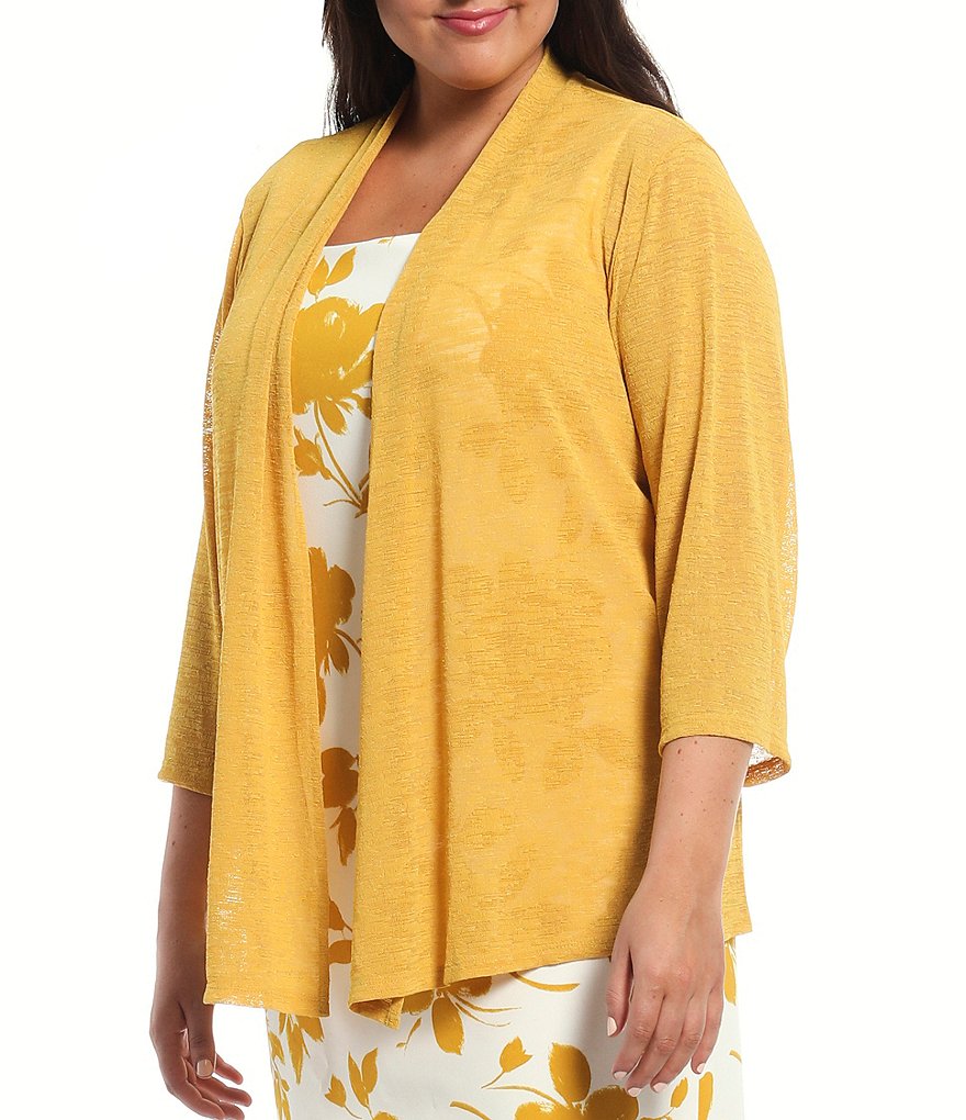 Kasper Plus Size Stretch Crepe Stand Combo Collar One Button Jacket