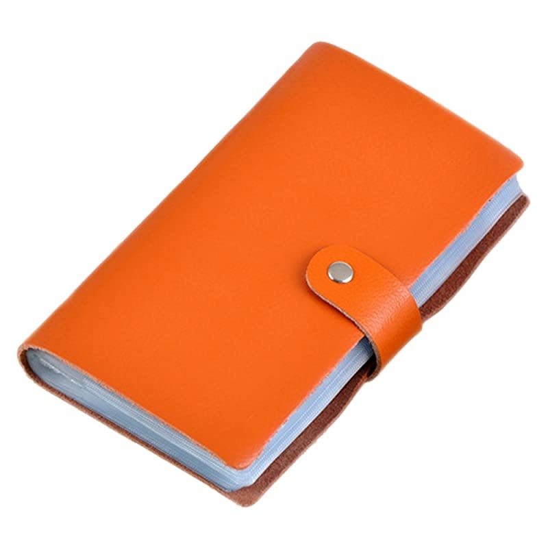 Leather Credit Card Holder Business Card Case Book Style 90 Count Name ID Card Holder Book (Orange)
