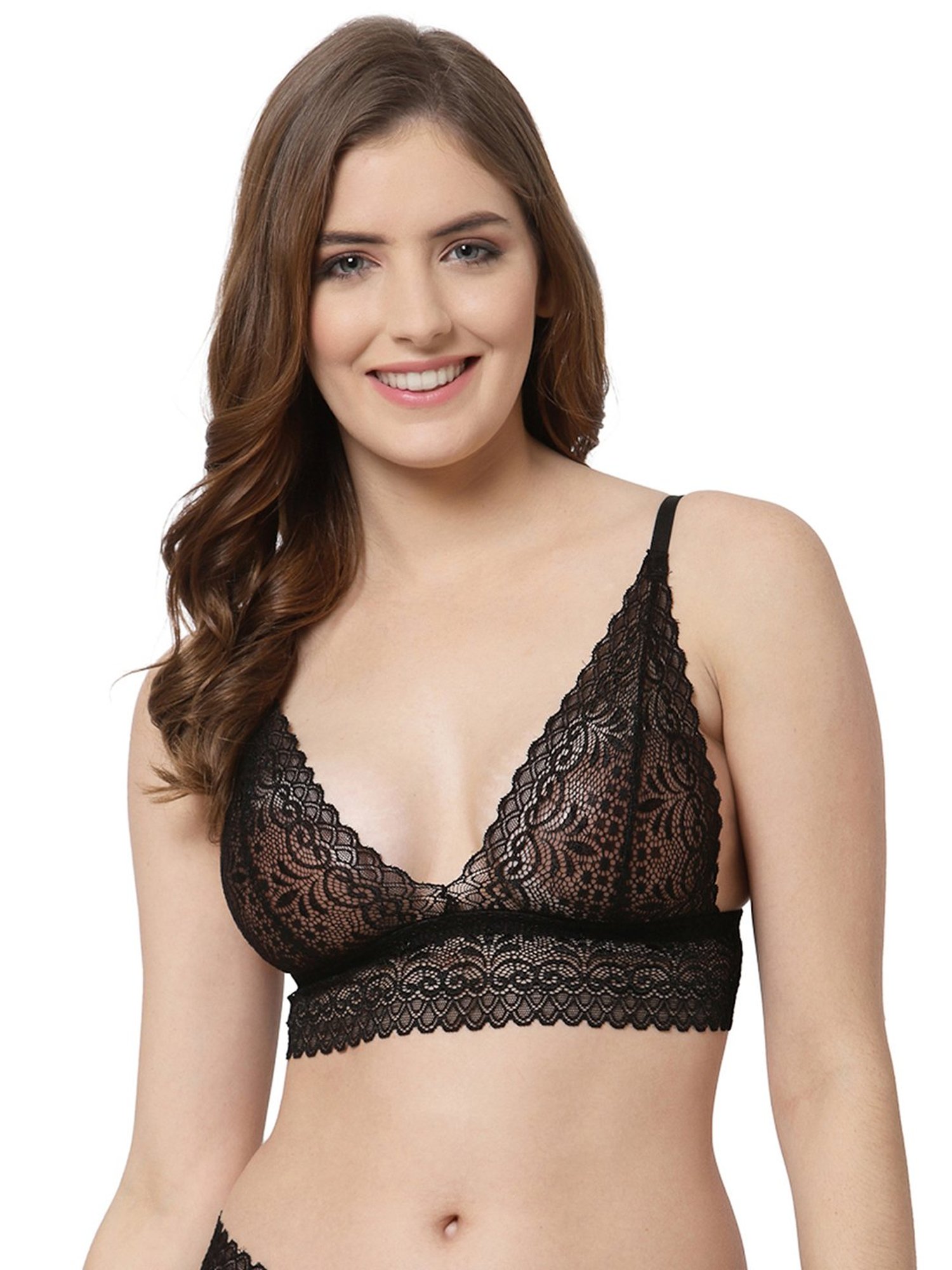 Cukoo Black Lace Full Coverage Non-Padded Bralette