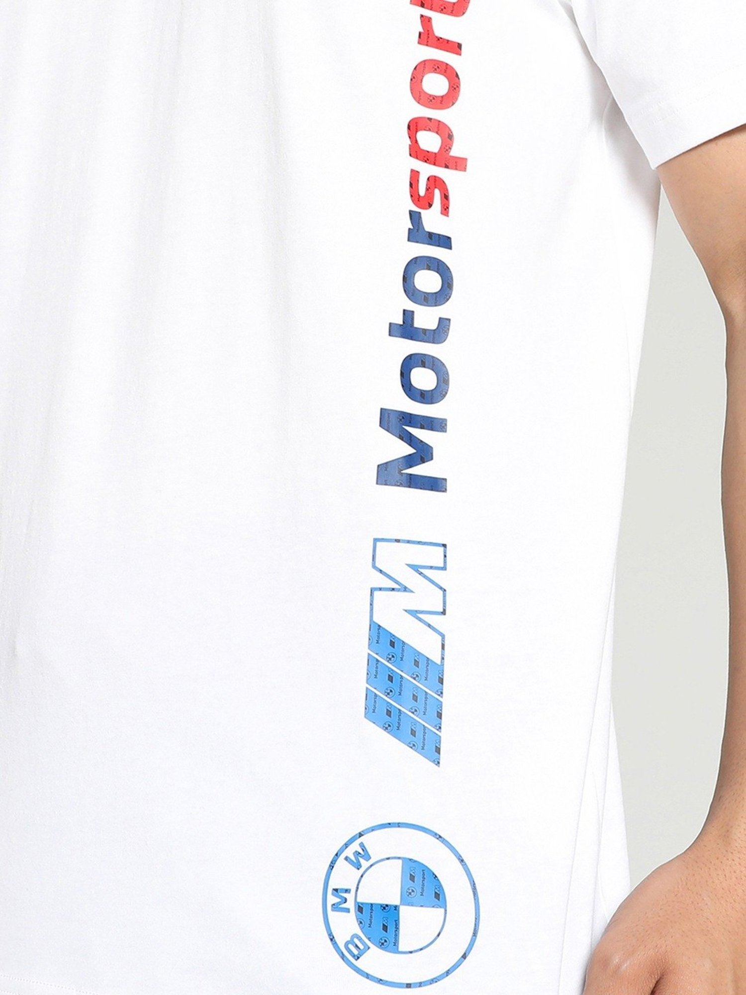 Puma BMW M Motorsport White Cotton Regular Fit Printed Sports T-Shirt