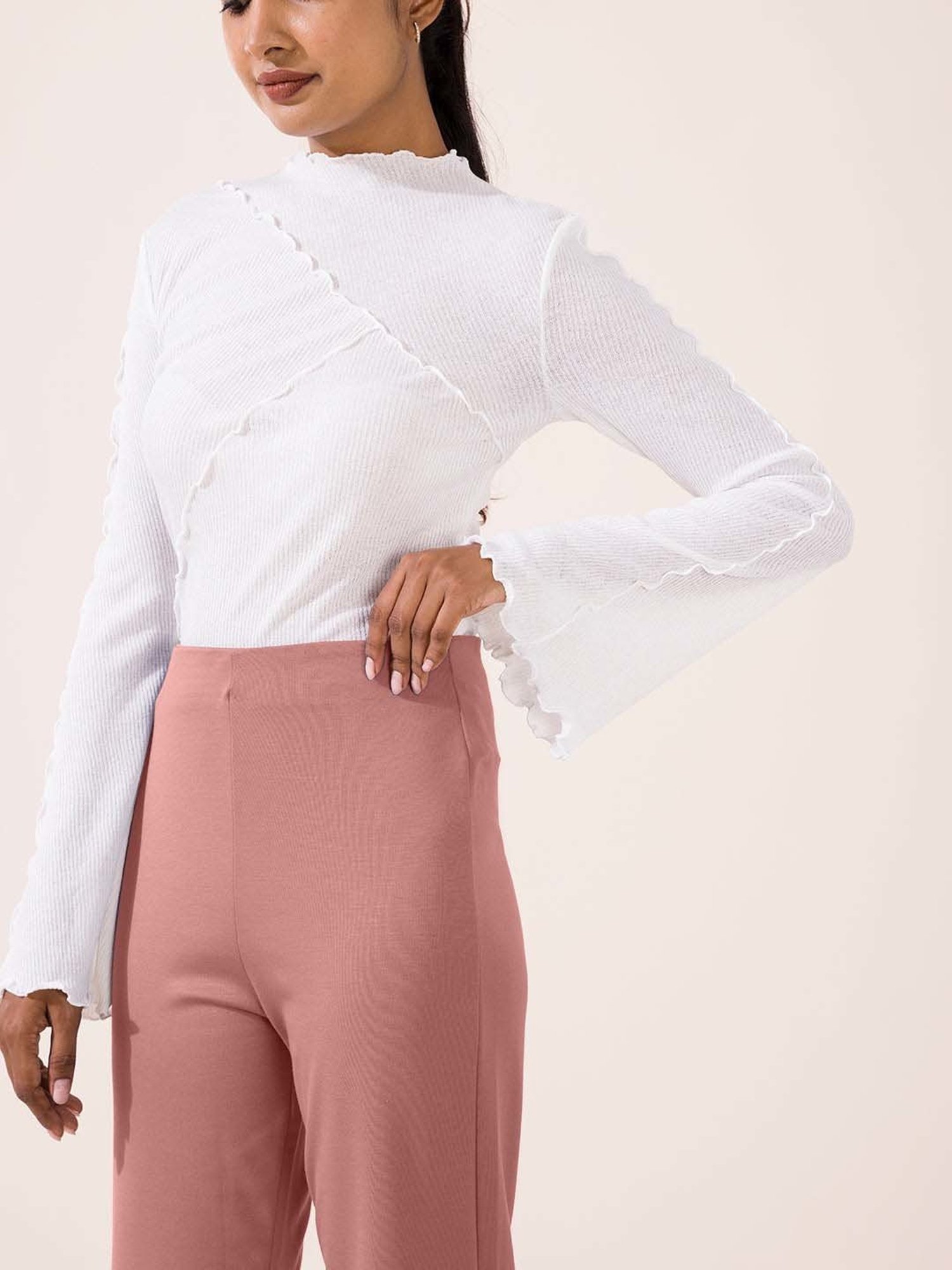 Go Colors! Pink High Rise Bootcut Trousers