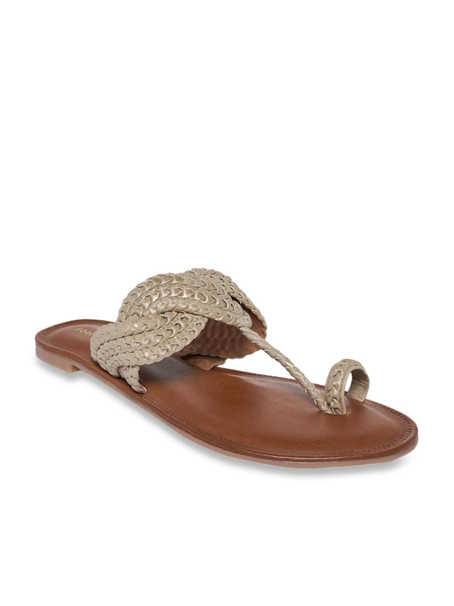 Forever Glam by Pantaloons Women's Cream Toe Ring Sandals