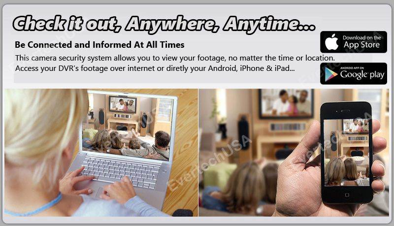 Evertech 16 Channel H.264 H.265 Security DVR with 1TB Hard Drive TVI AHD CVI Analog CCTV Surveillance Recorder with network remote viewing