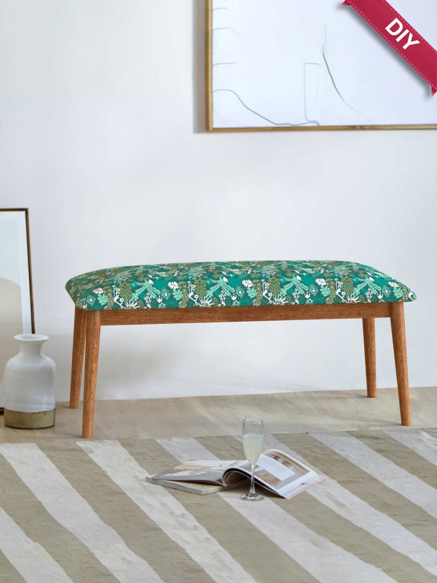 Chumbak Jodhpur Sailor Solid Blue Sheesham Wood Bench