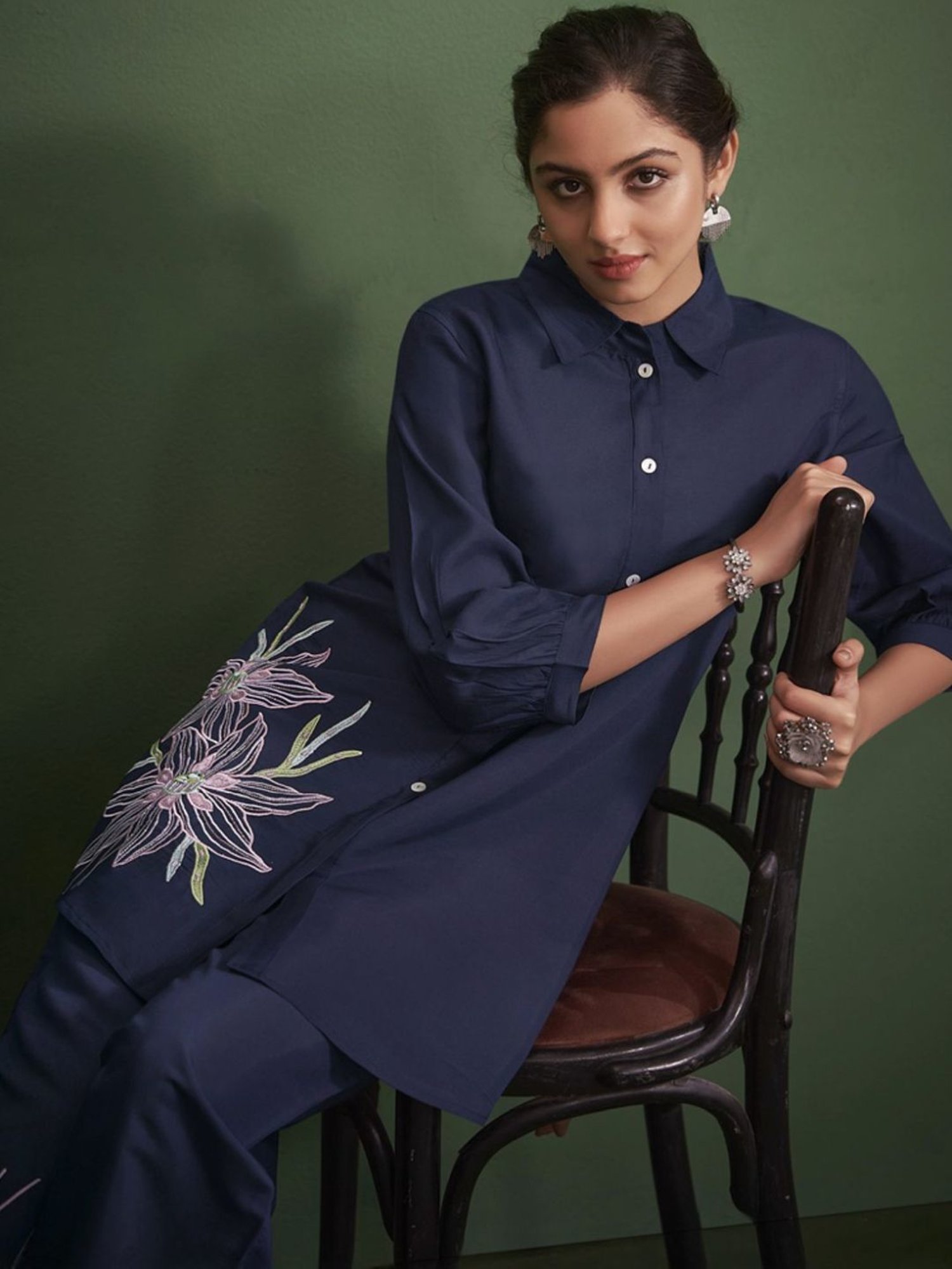 Autumnlane Navy Blue Akaay Navy Tunic with Pant Co-ord Set
