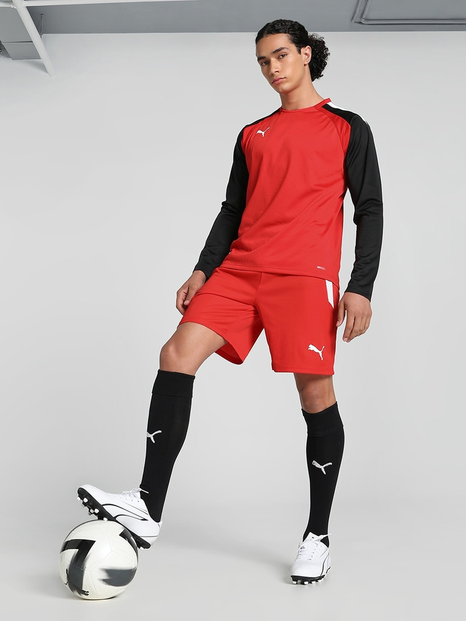 Puma Red Regular Fit Printed Sports Shorts