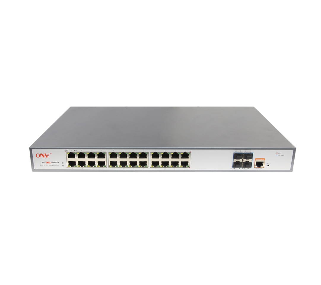 ONV-POE36028PFM 24*10/100/1000M PoE RJ45 ports + 4*10G SFP+ ports compliant with both IEEE 802.3af/at standard POE Switch