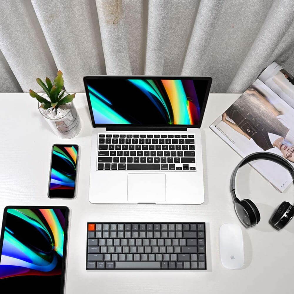 Keychron K2 A V2 Bluetooth Mechanical Keyboard w/ Gateron Red Switch/White LED Backlit 84 Key Wireless Keyboard for Mac Windows