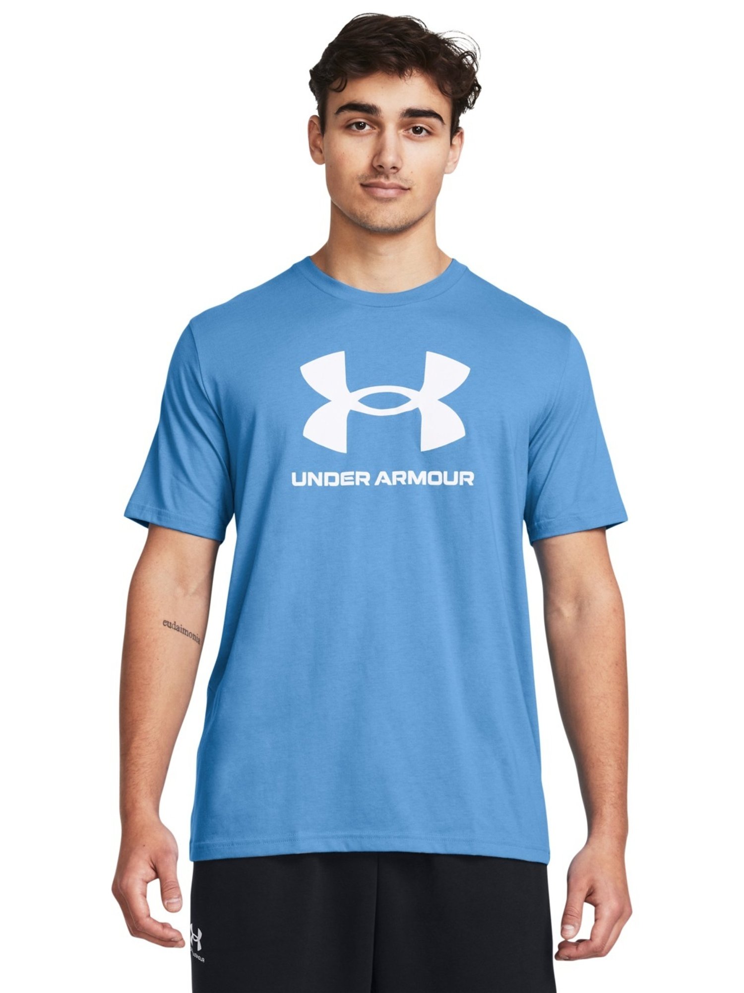 Under Armour Blue Cotton Slim Fit Logo Printed T-Shirt