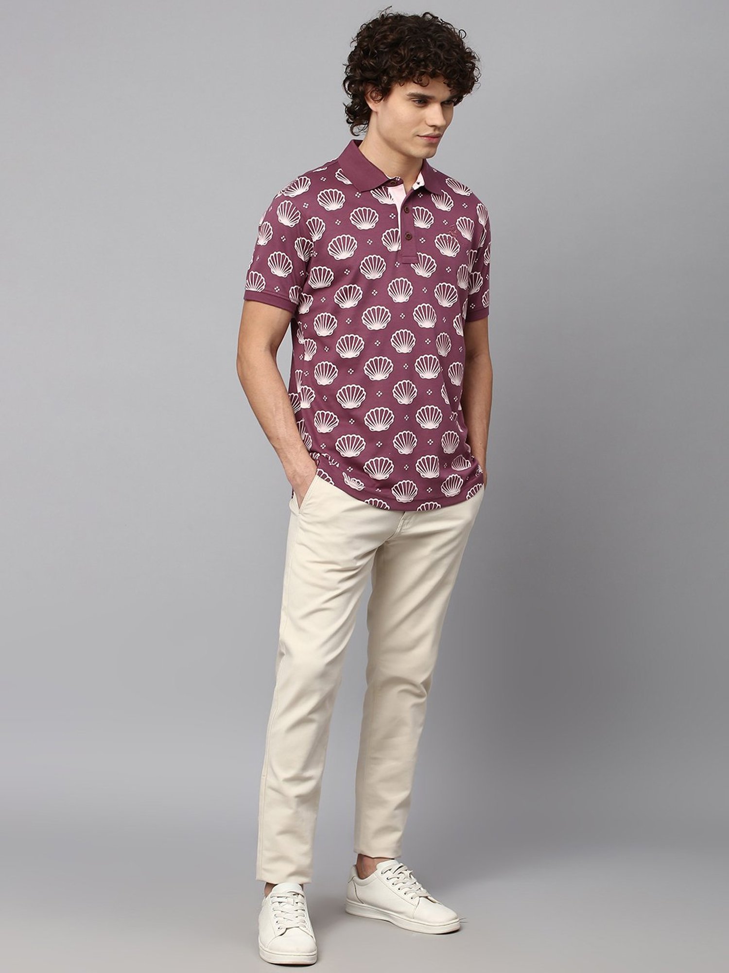 Beverly Hills Polo Club Purple Regular Fit Cotton Polo T-Shirt