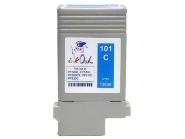 InkOwl Compatible Ink Cartridge Replacement for CANON PFI-101C (130ml, Cyan) for iPF5000, iPF5100, iPF6000S, iPF6100, iPF6200 printers