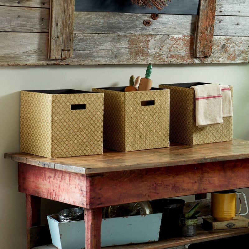 Household Essentials 3pc Paper Cloth Kids' Storage Bin Light Olive