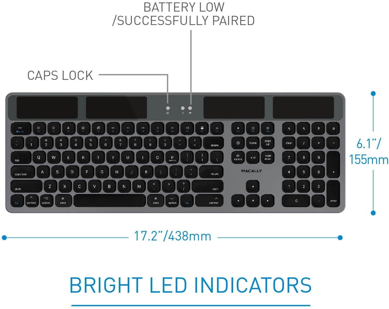 Macally Bluetooth Wireless Solar Keyboard for Mac and a Wireless Bluetooth Mouse, Ultimate Additions to Your Work Place