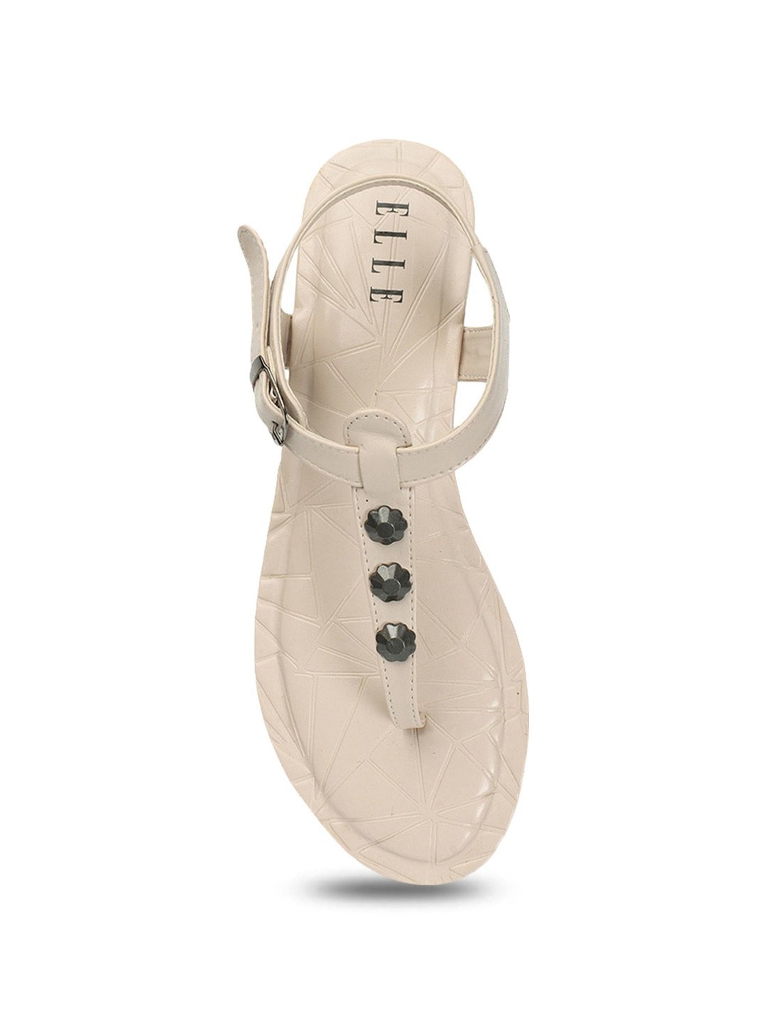 Elle Women's Beige Ankle Strap Sandals