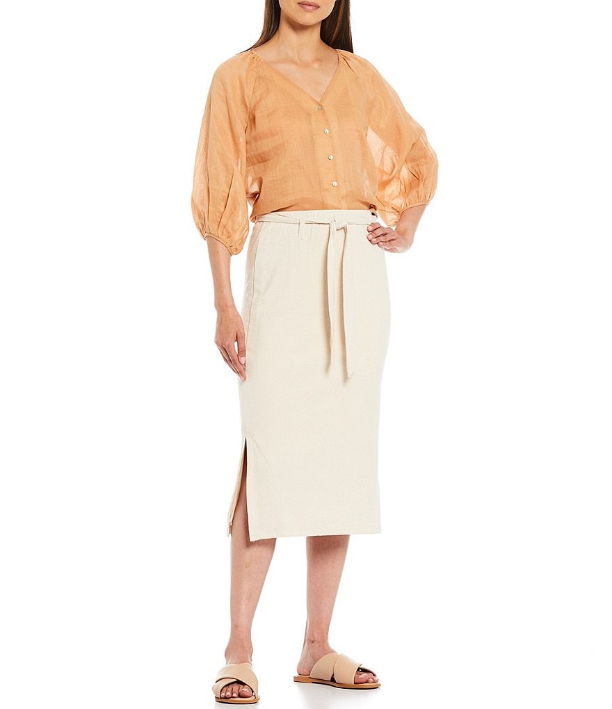Every Tie Waist Knit Midi Wrap Skirt