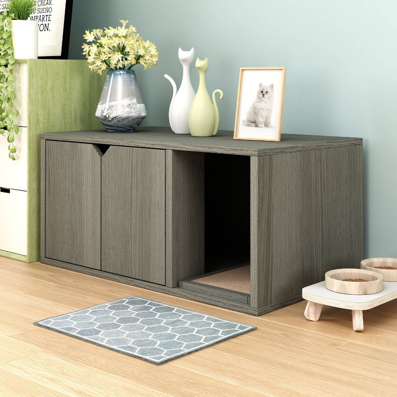 K&H Pet Products 3973 Extra Wide Outdoor Water Resistant Heated Kitty House with 2 Door Flaps Safe Escape For Feral and Outdoor Cats, Olive