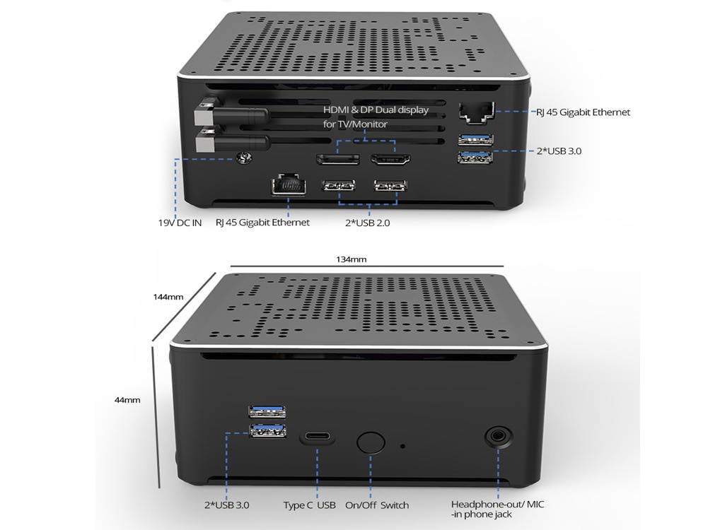 Partaker 4K 10th Gen Mini PC i9 10880H 2 Lans 2*DDR4 64GB 2*M.2 PCIE SATA Gaming Computer WIN 10 Pro HD DP AC WiFi 16GB Ram 512GB SSD