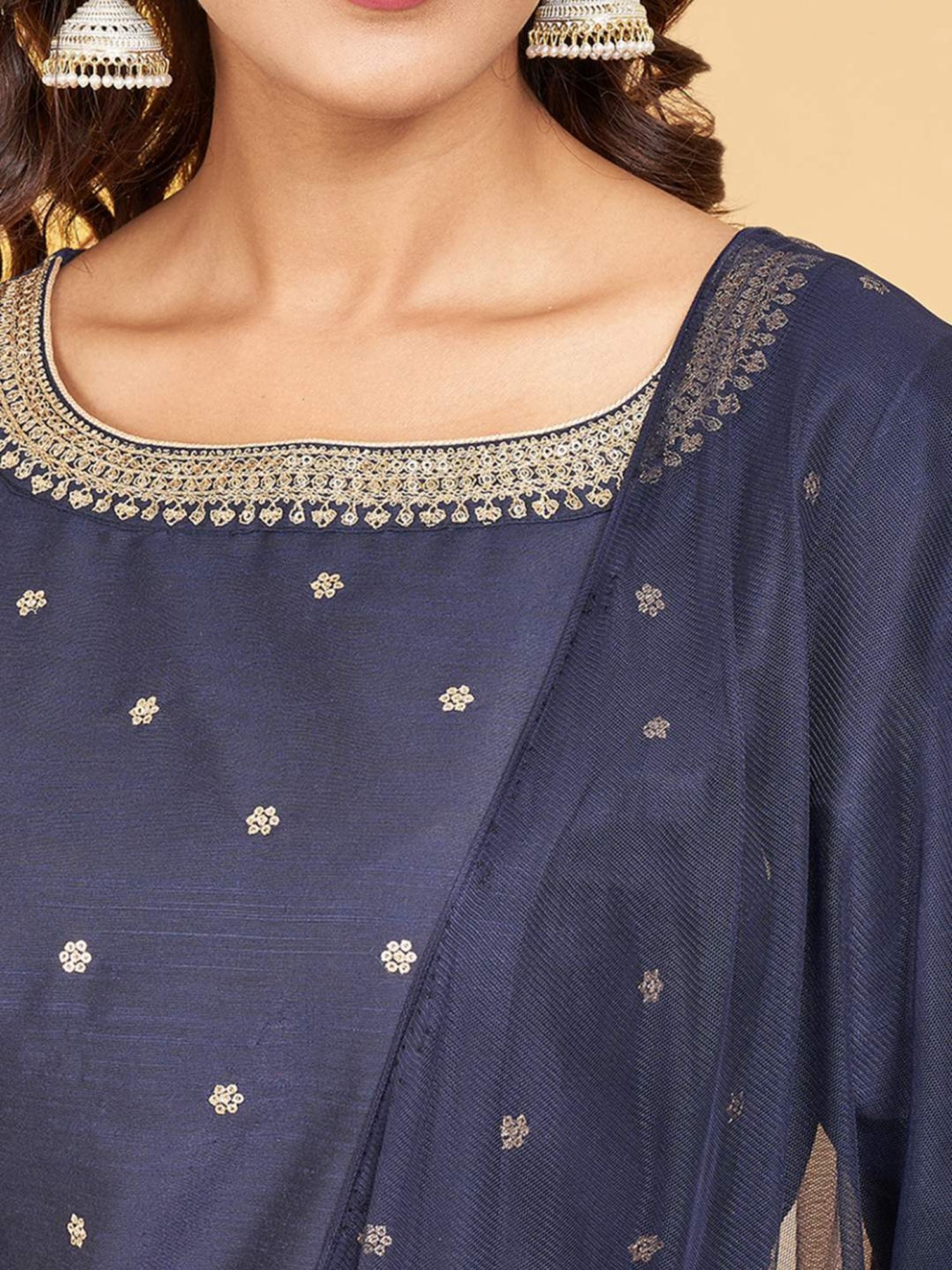 Rangmanch by Pantaloons Blue Embroidered Lehenga Choli Set With Dupatta