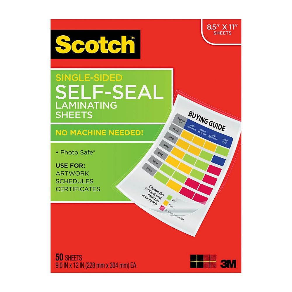 Scotch 9 x 12 Inches Laminating Sheets Letter Size Single Sided, 50 Pouches (SF854-1B)