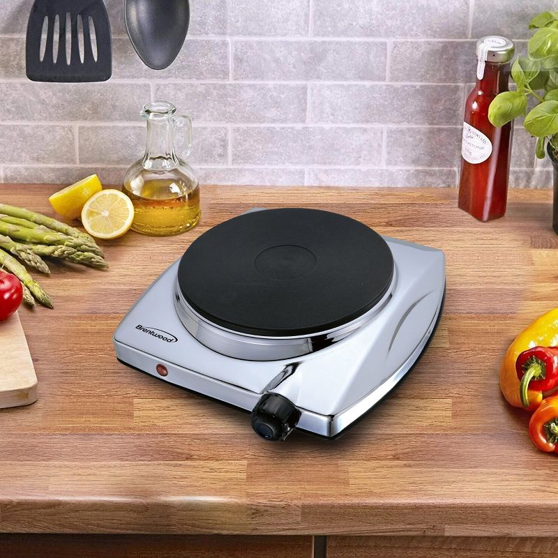 Brentwood Electric 1000W Single Hotplate in Chrome Finish