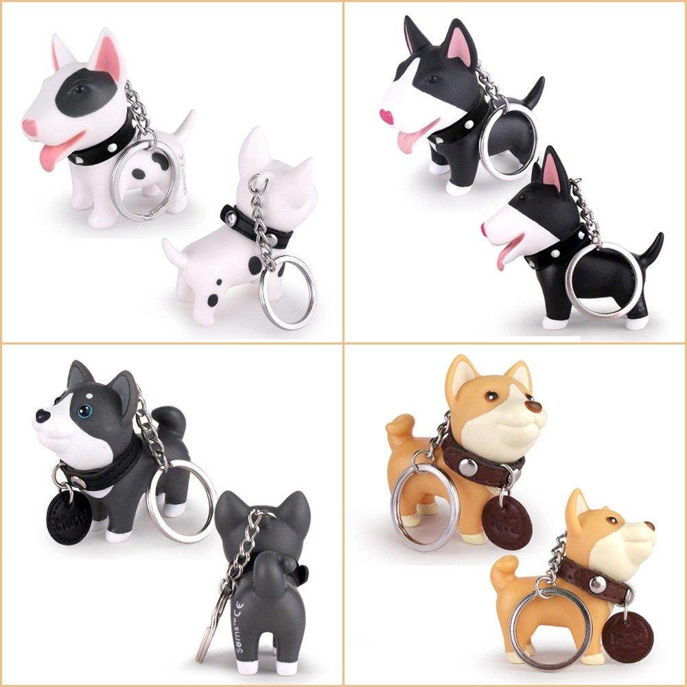 Cute Dog Key Chain - PVC Stainless Steel Anti-Lost Key Chain Keychain Ring Keyring Keyfob Key Holder Student Kids for Birthday Party Friendship Festival Decoration, Bull Terrier