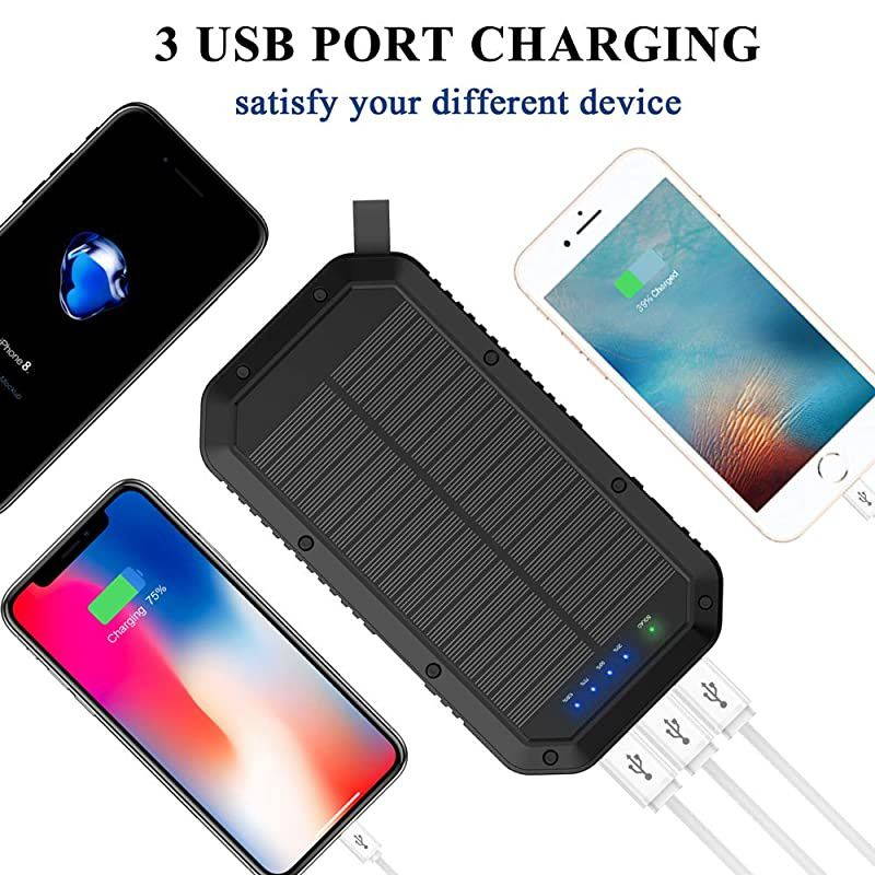 Charger Power Bank 25000mAh, 36 LEDs Emergency Portable Battery Charger with 3 Output Ports External Battery Pack Camping Accessories Phone Charger for Cell Phones