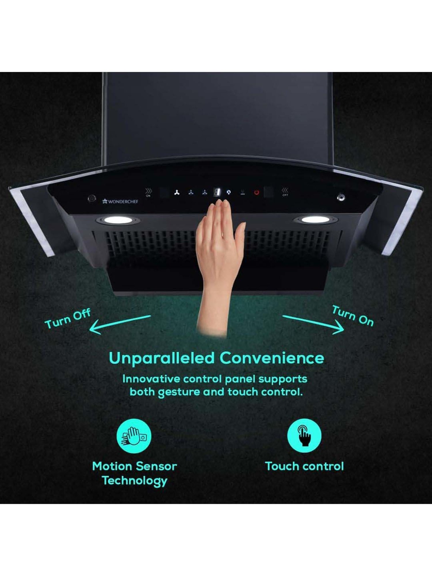 Glen CH6076AC75 1400CMH 75cm Wall Mounted Chimney (Black)