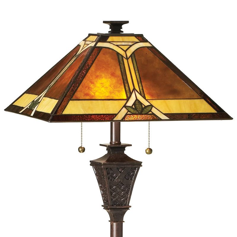 Robert Louis Tiffany Mission Floor Lamp French Bronze Tiffany Style Glass with Natural Mica Shade for Living Room Reading Bedroom