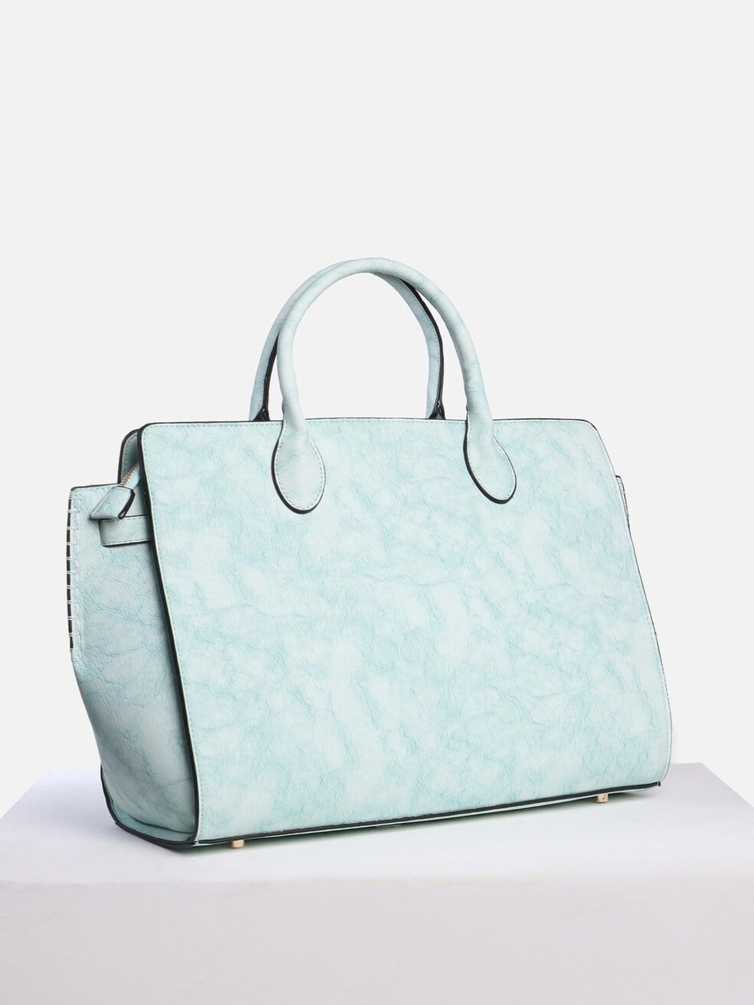 Allen Solly Blue Textured Medium Handbag