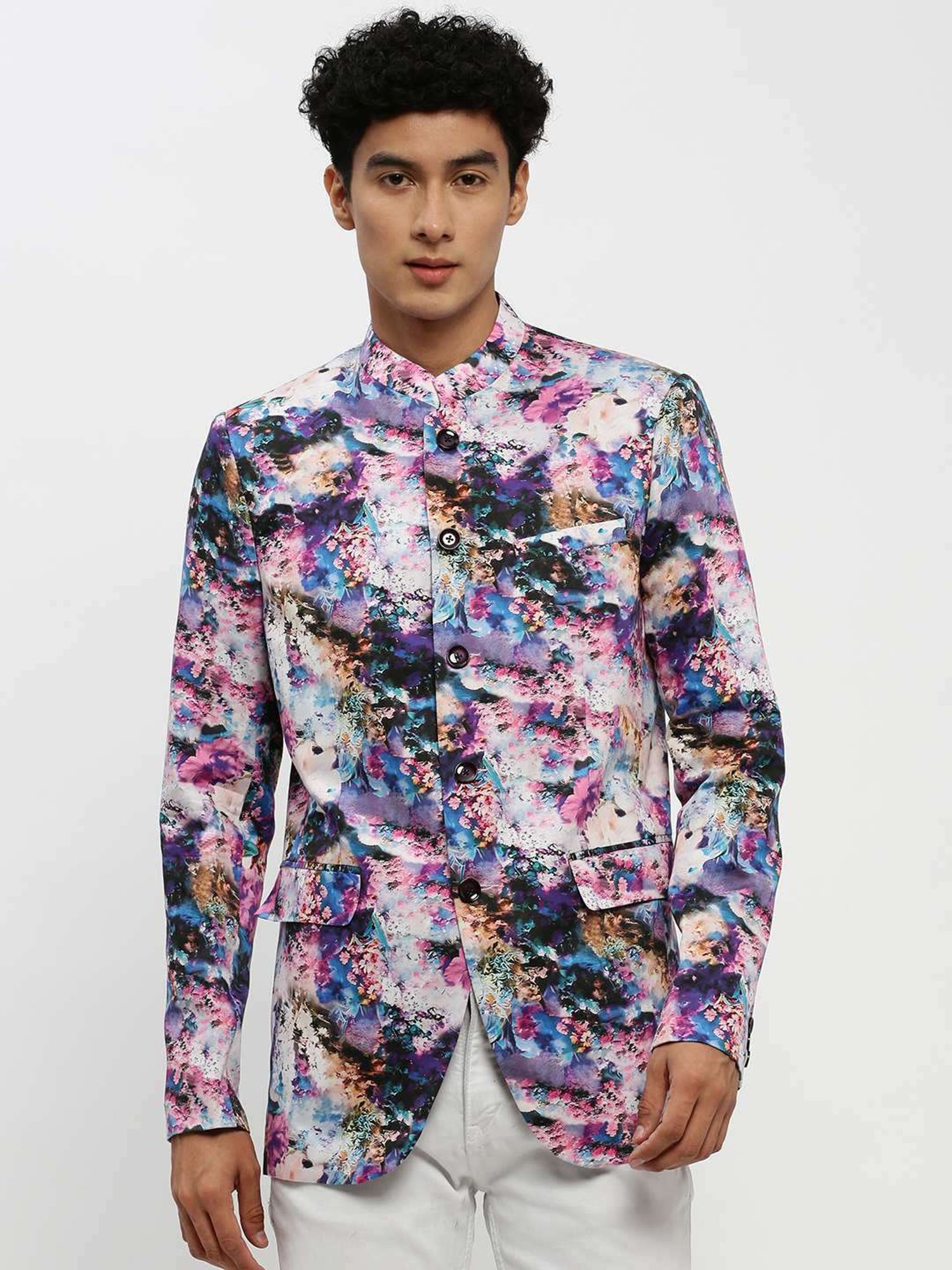 SHOWOFF Multicoloured Slim Fit Printed Blazer