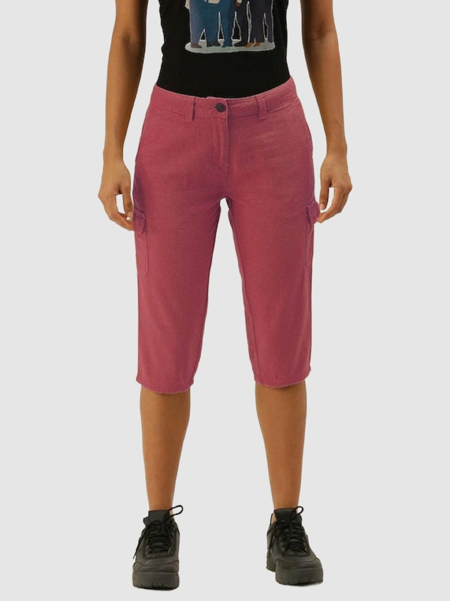 IVOC Light Purple Cotton Mid Rise Capris