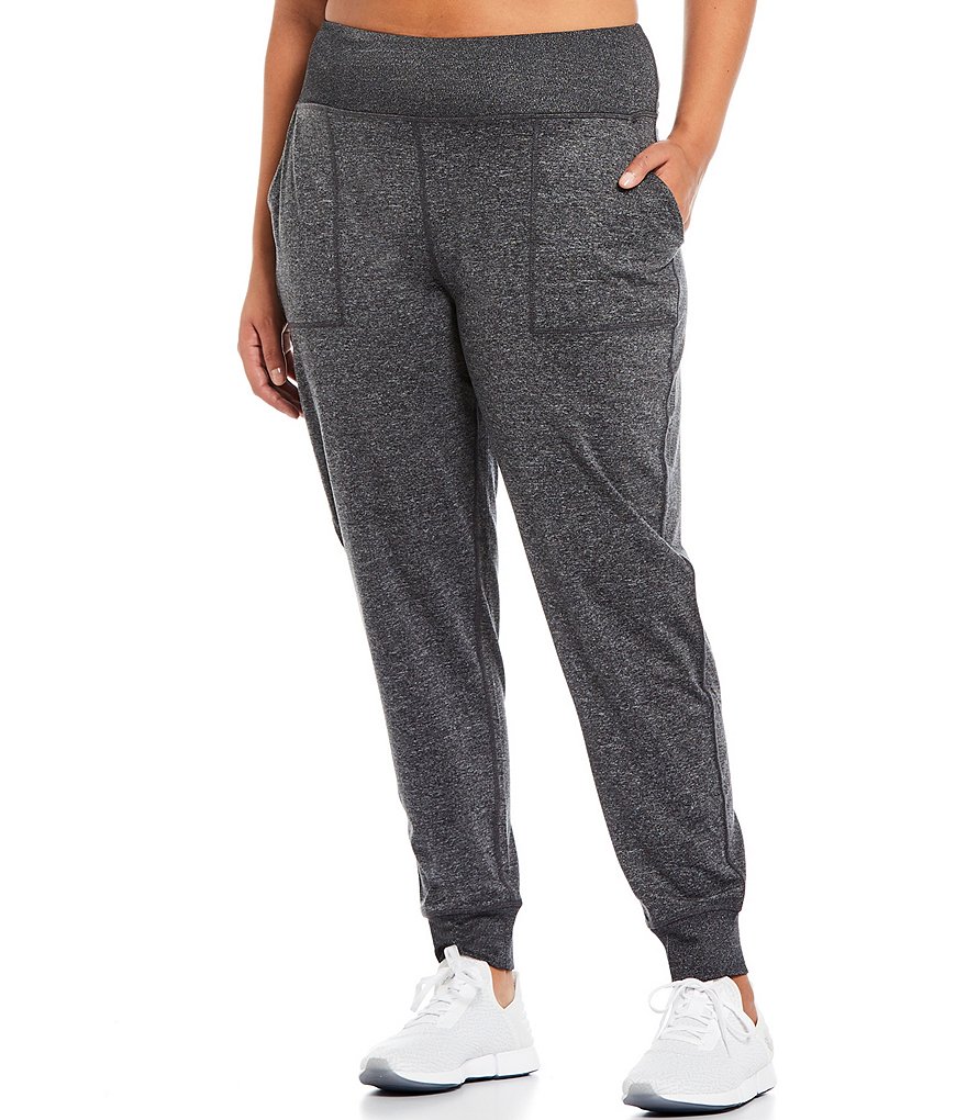 Kinesis Plus Size Heathered High Rise Slim Pull-On Joggers