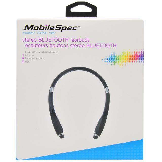 MobileSpec MBS11182 Premium Stereo Bluetooth Wireless Neck Headphones - Black