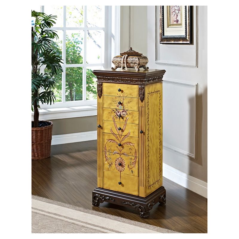 Beatrice Antique Parchment Hand Painted Jewelry Armoire - Powell Company