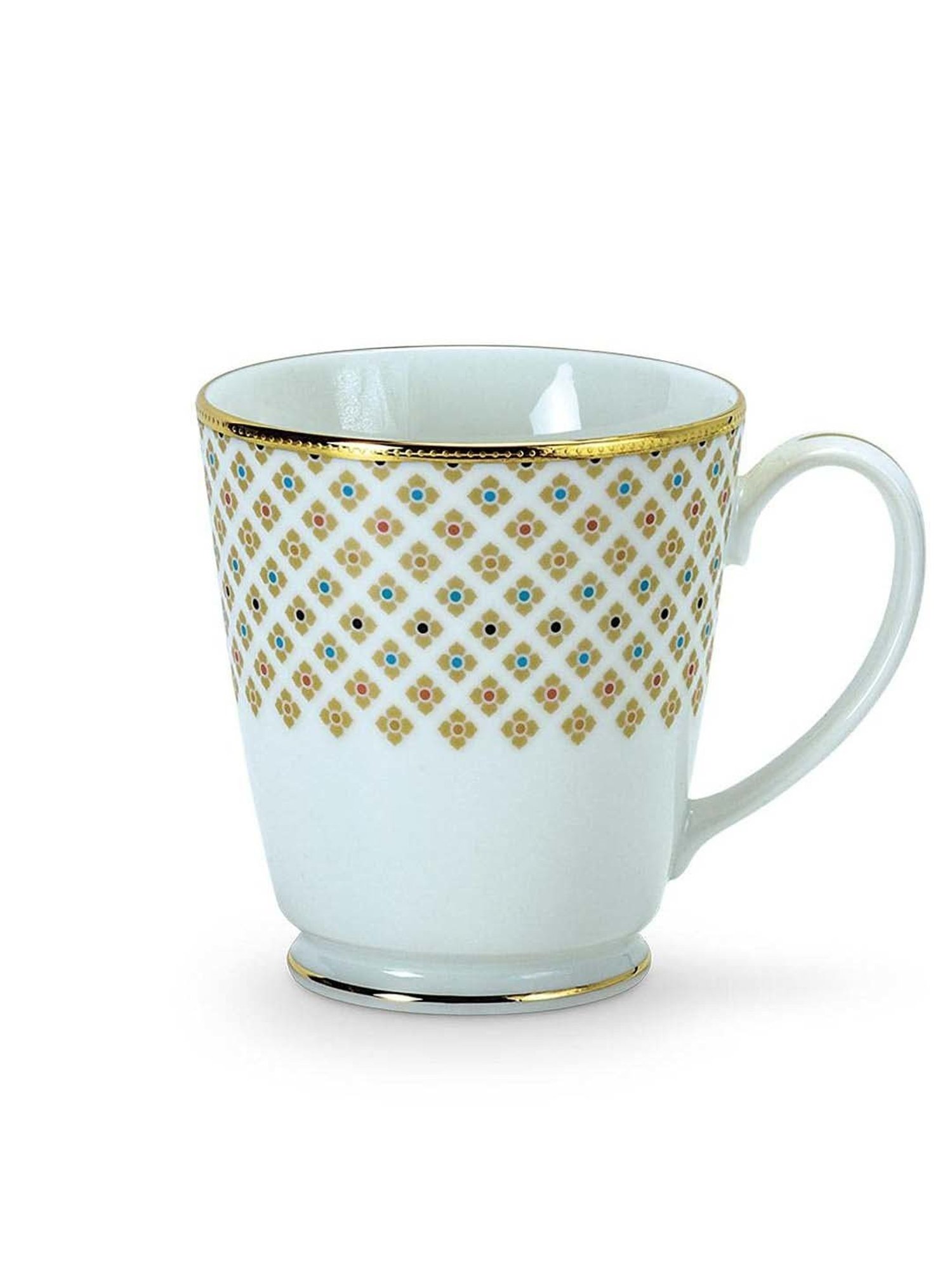 Noritake Petite Fleur White & Beige Poreclain Milk Mug (0.37 L) - Set of 1