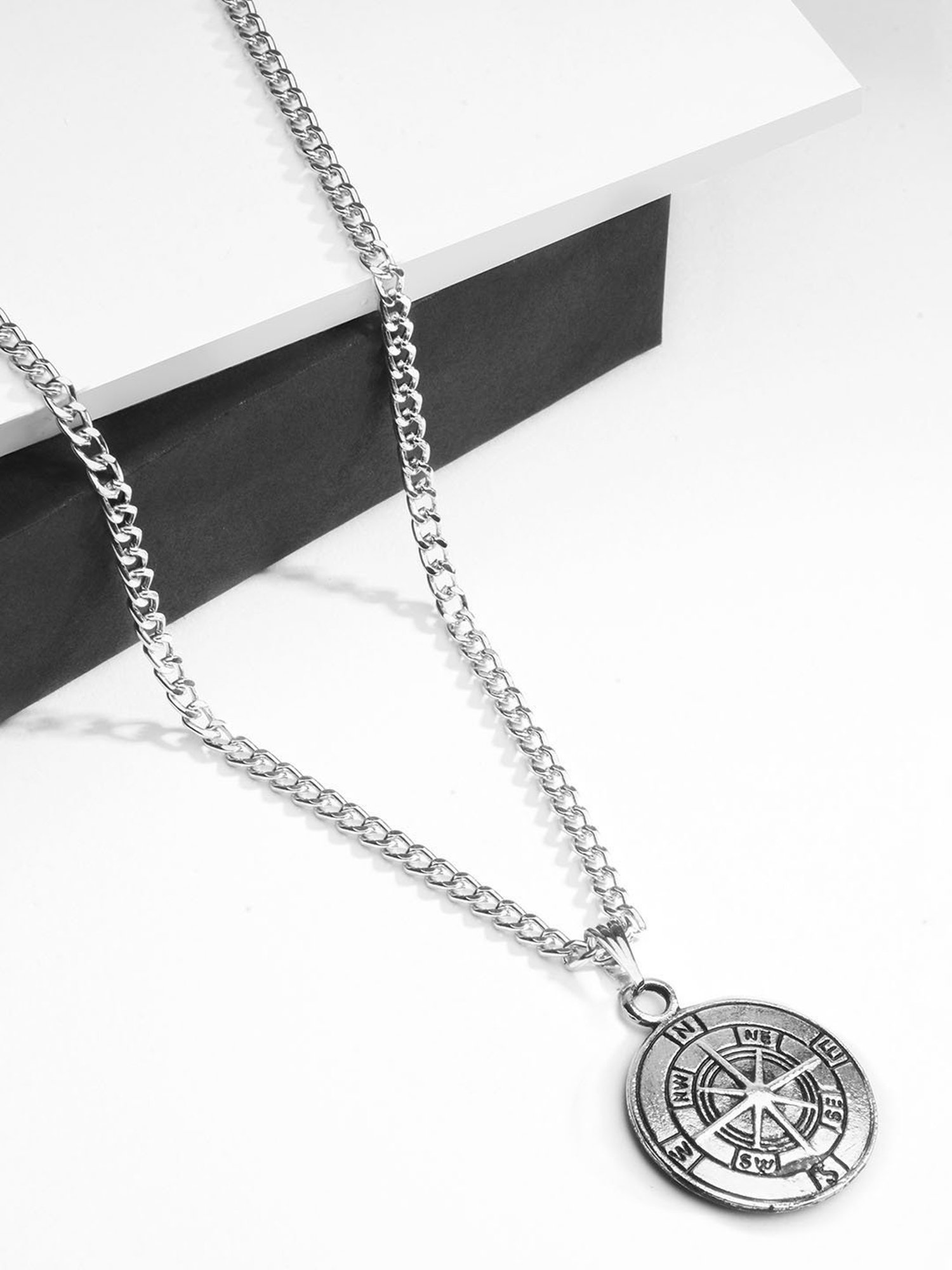 The Bro Code Silver-Plated Compass Pendant Necklace for Men