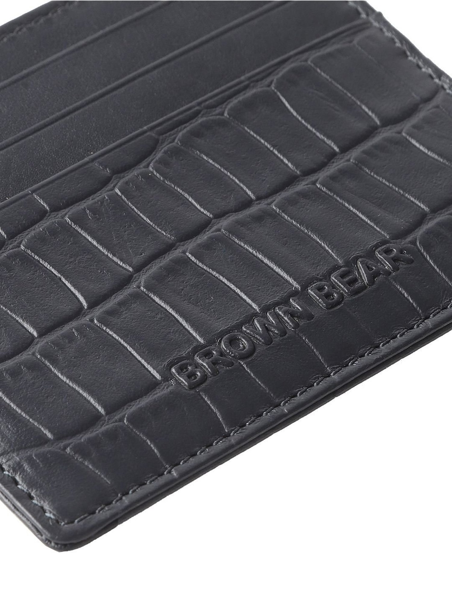 Brown Bear Black Casual Leather Rfid Card Holder for Men