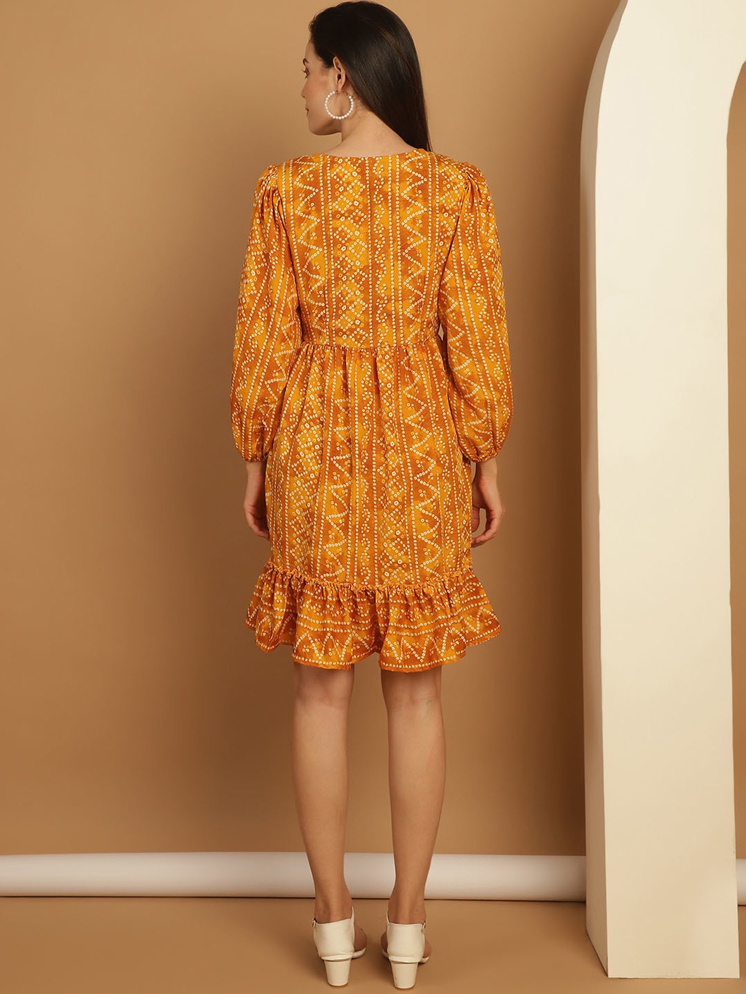 Indian Needle Yellow Printed Ethnic Dress