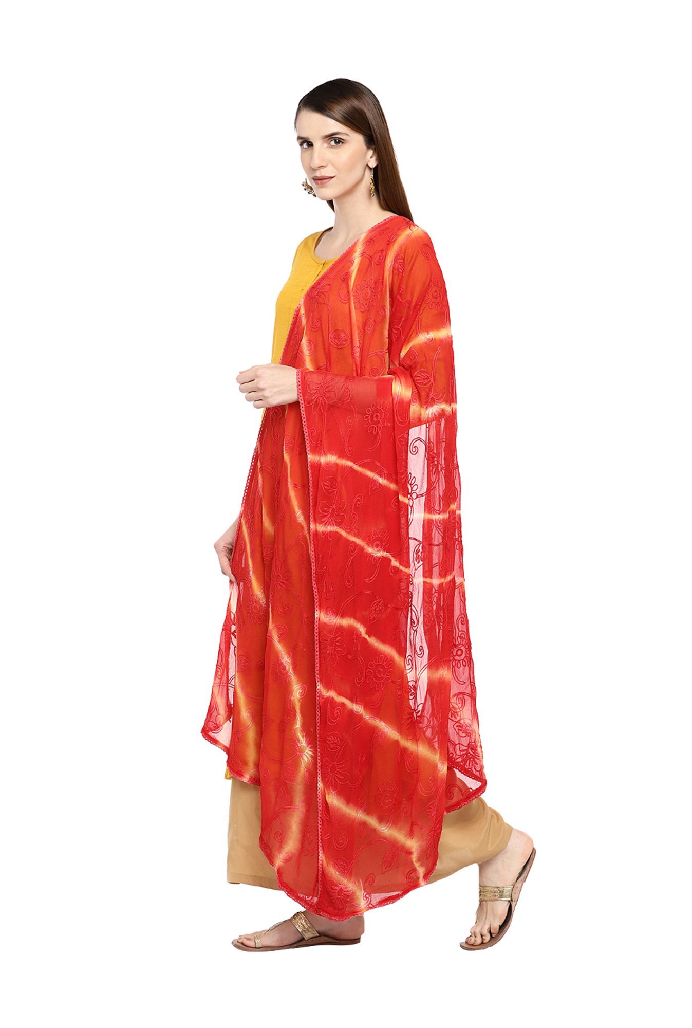 Stylum Red Plain Dupatta