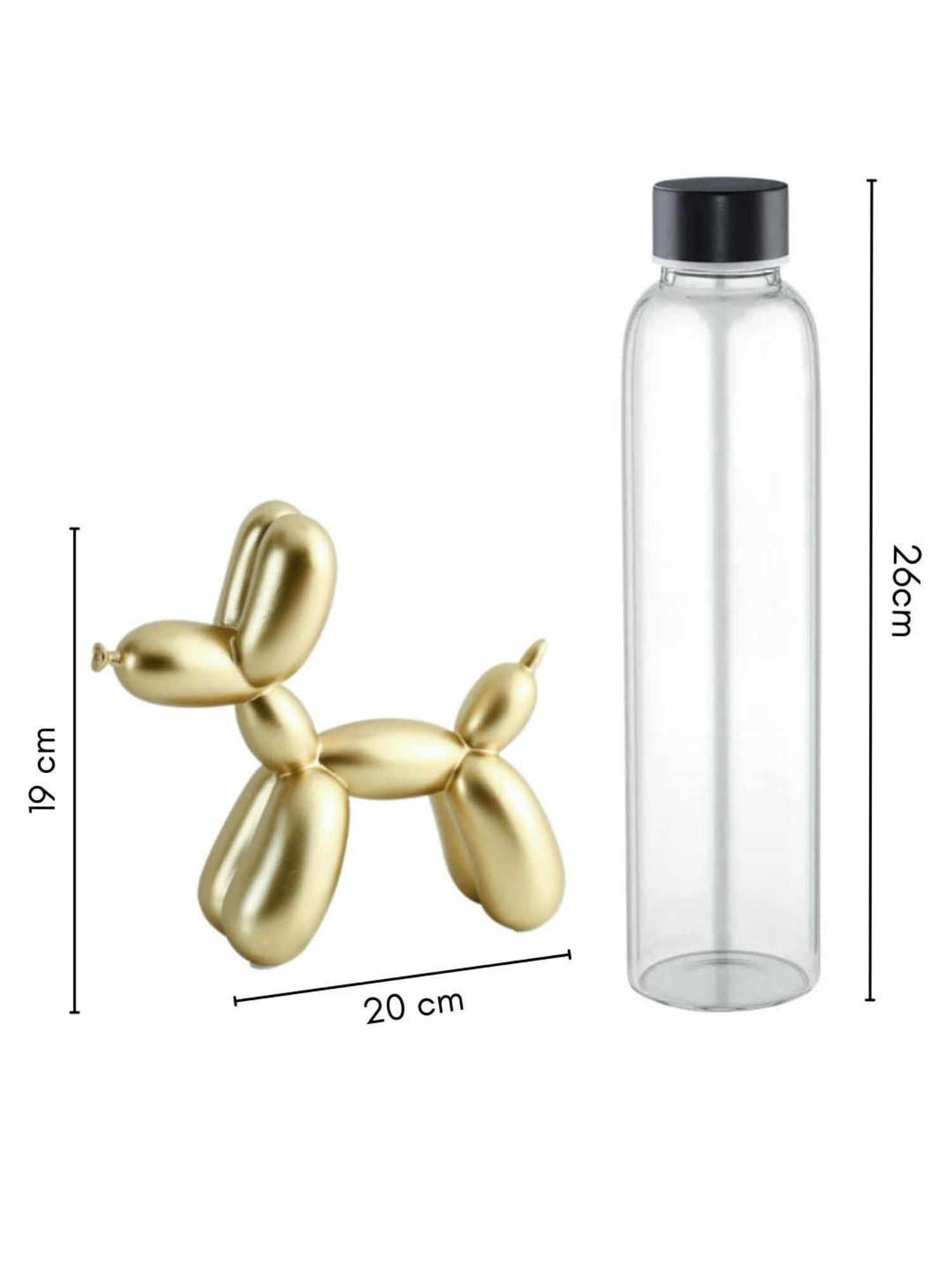 Nestasia Artisanal Resin Made Shining Golden Twisted Balloon Art Dog Sculpture For Home Decoration