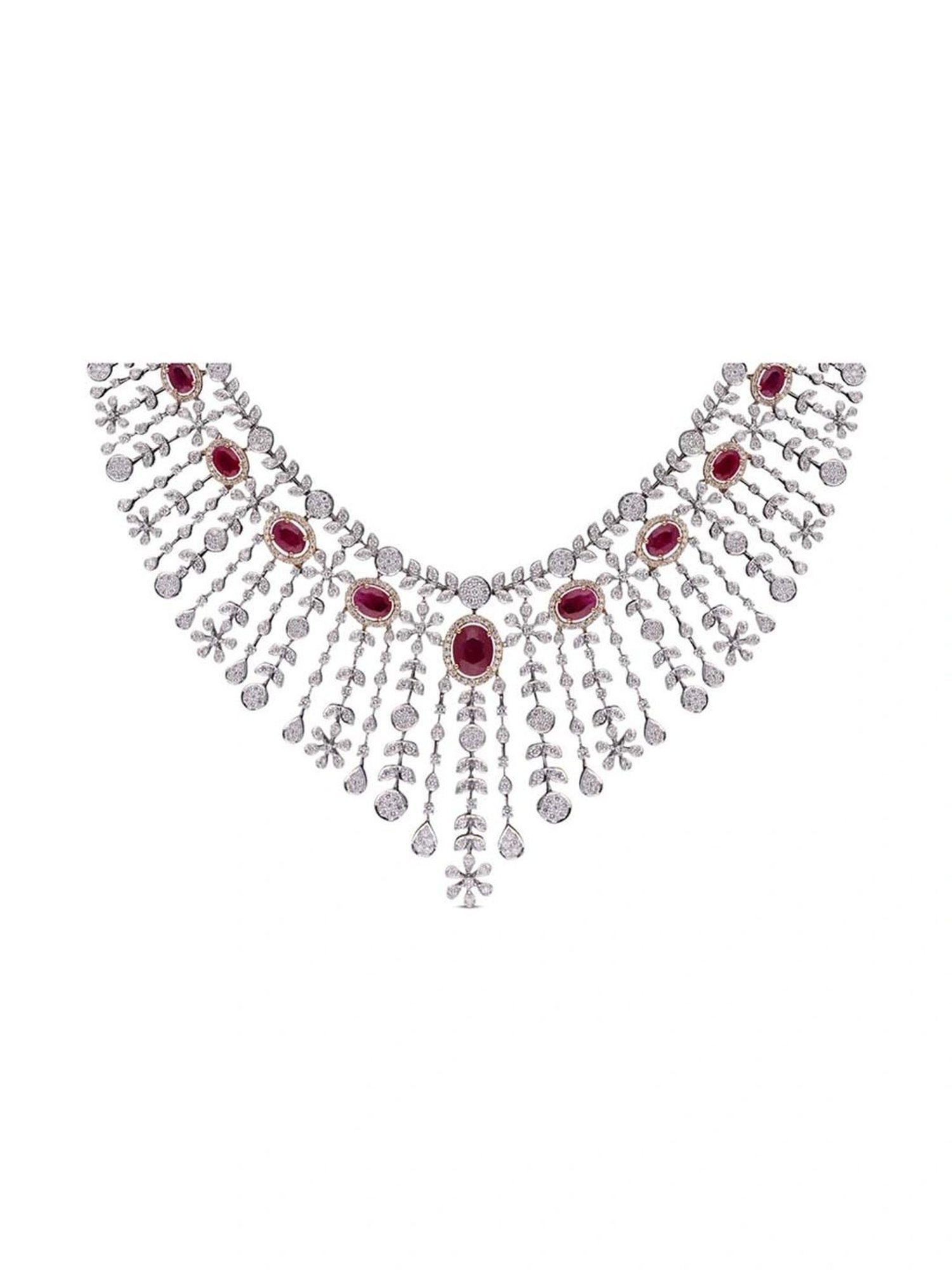 P.N.Gadgil Jewellers 18k Gold Infinity Florall Diamond Necklace For Women