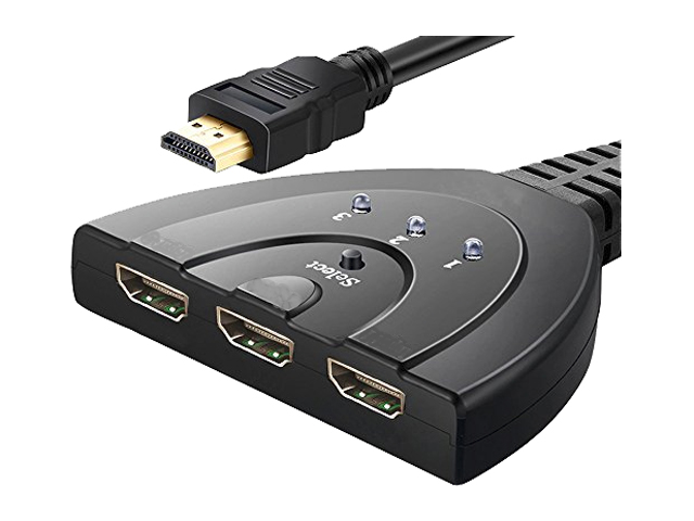 XtremPro 64301KT 3 Ports HDMI Switch with Pigtail Cable, Ultra-high Performance, 3 in 1 out Portable, Support Full 3D, 4K2K, HDCP for Blu-Ray, Nintendo, PS3, PS4, Xbox One, Xbox 360 etc - Black