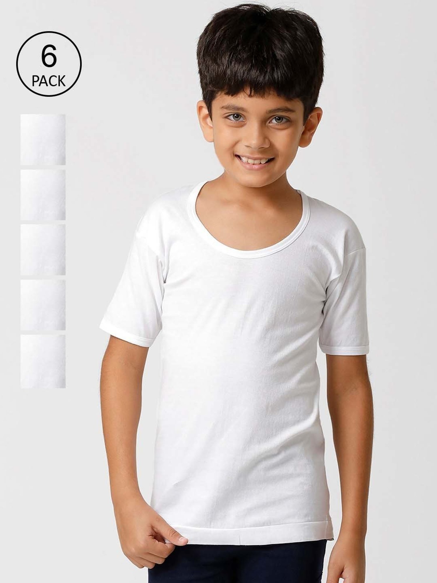 Ramraj Kids White Cotton Regular Fit Vest (Pack of 6)