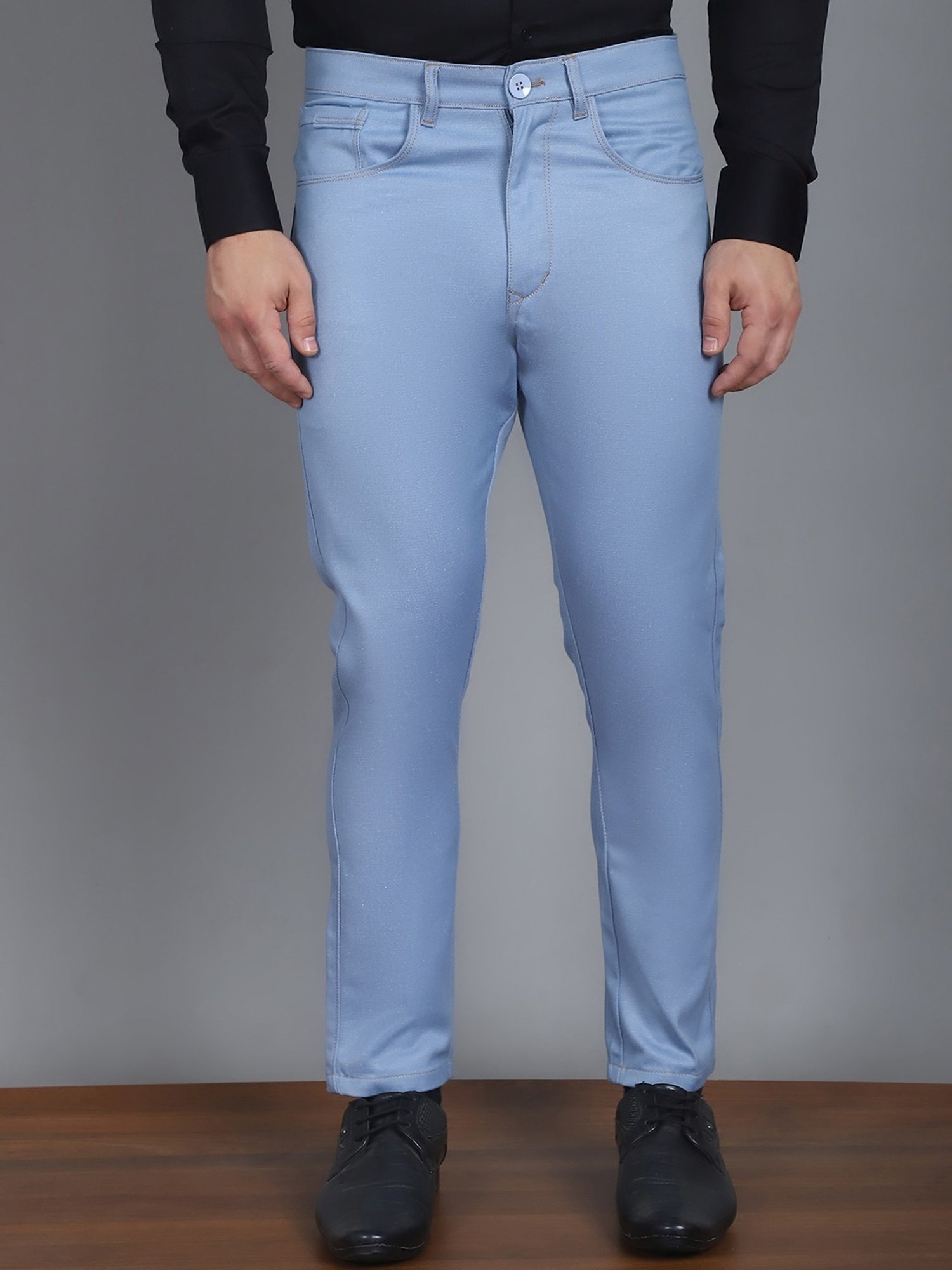 Jainish Blue Tapered Fit Trousers
