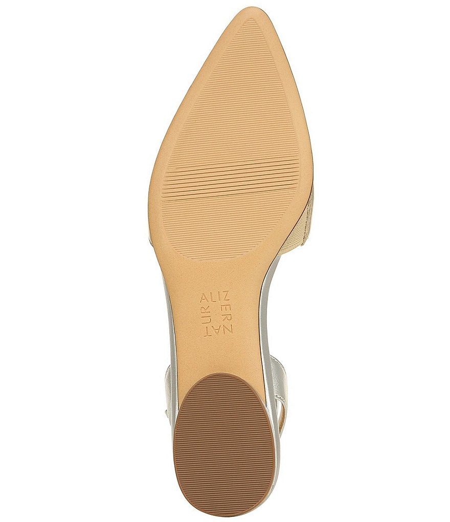 Naturalizer Hartley Ankle Strap Metallic Leather Pointed Toe Flats