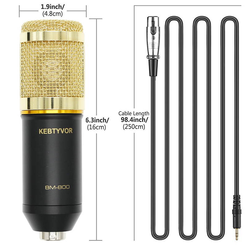 Professional BM-800 BM800 Condenser KTV Microphone Cardioid Pro Audio Studio Vocal Recording Mic KTV Karaoke+ Metal Shock Mount