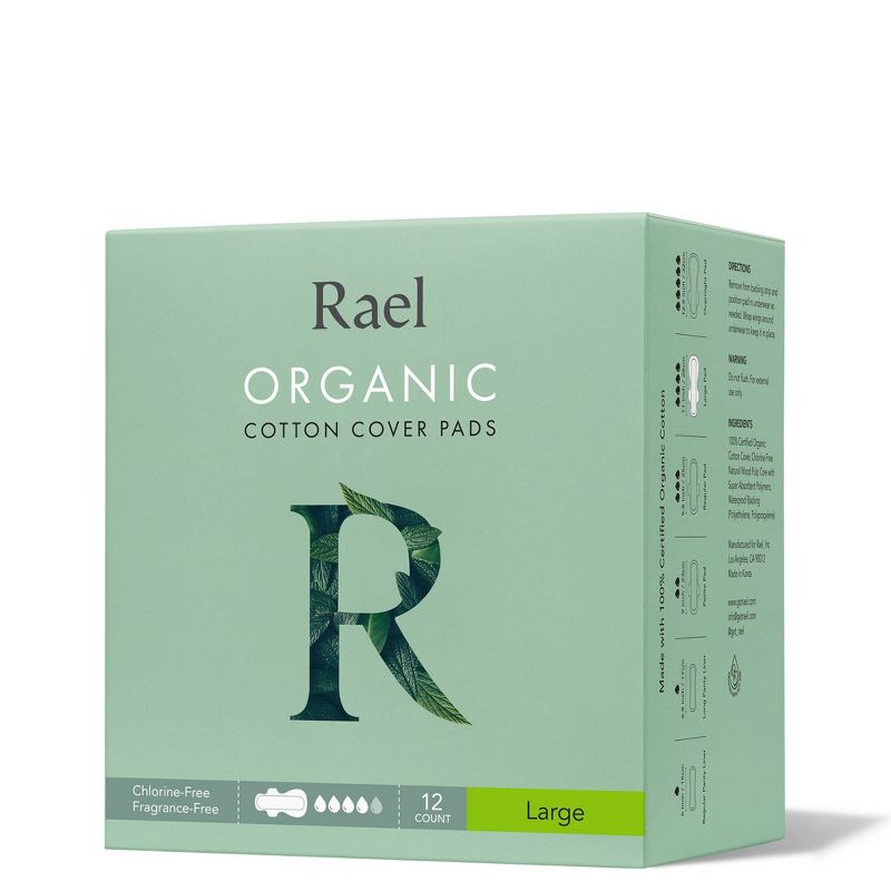 Rael Organic Cotton Large Menstrual Pads - Unscented  12ct