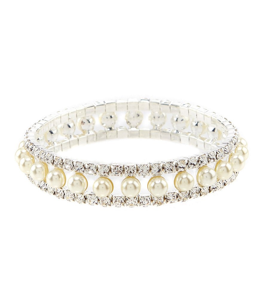 Cezanne Rhinestone and Pearl Stretch Bracelet