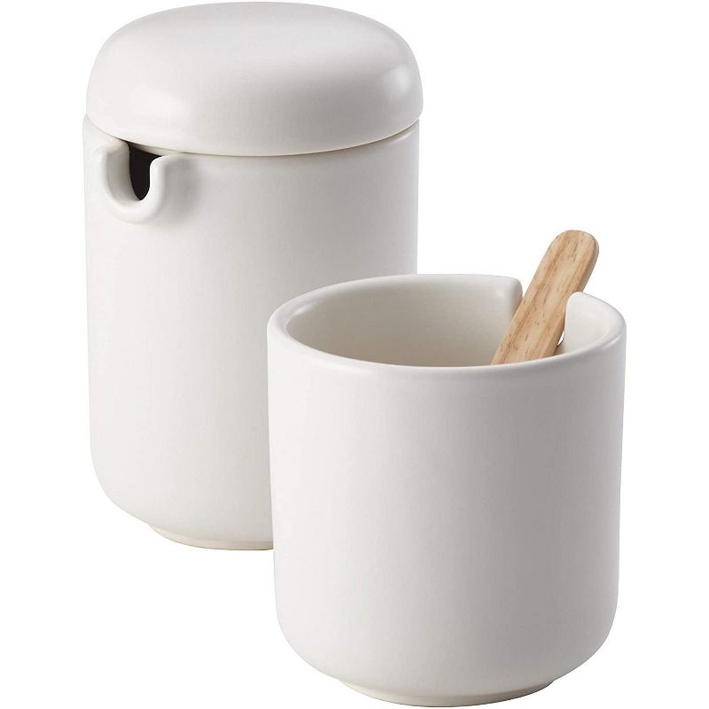 BonJour Wayfarer Ceramic Collection Sugar & Creamer Set, Matte White