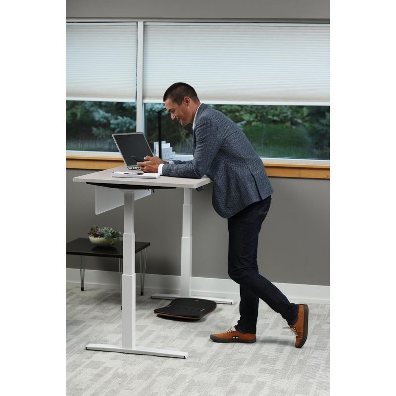 Howard Miller 87201CW28 72 In Adjustable Height Desk With Fashion Grey Classic Top And White Base